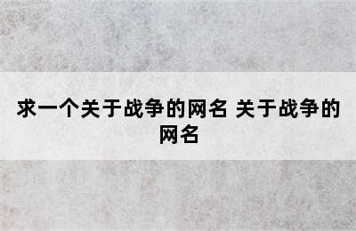 求一个关于战争的网名 关于战争的网名